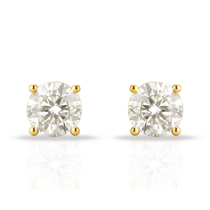 Cercei aurii round cut