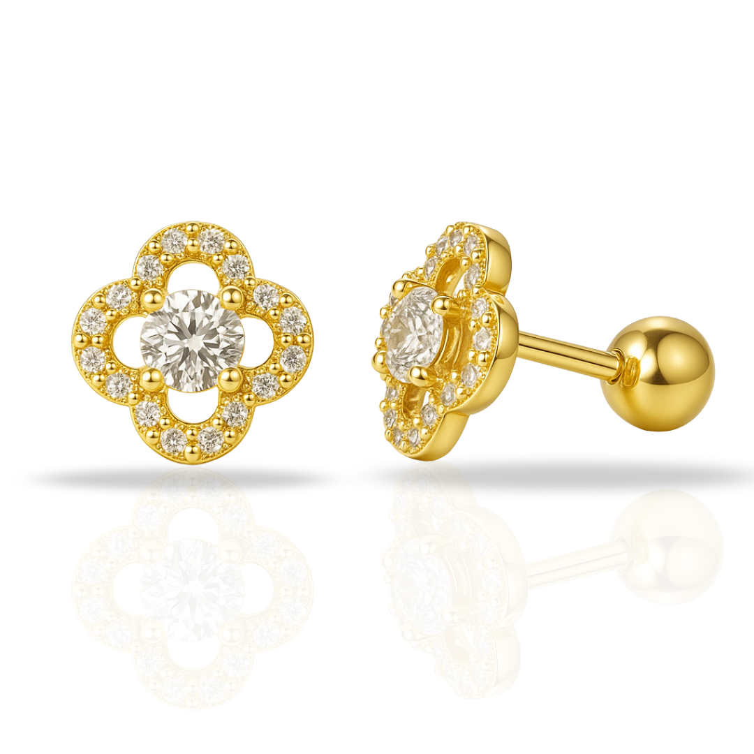 Cercei contur floare zirconii