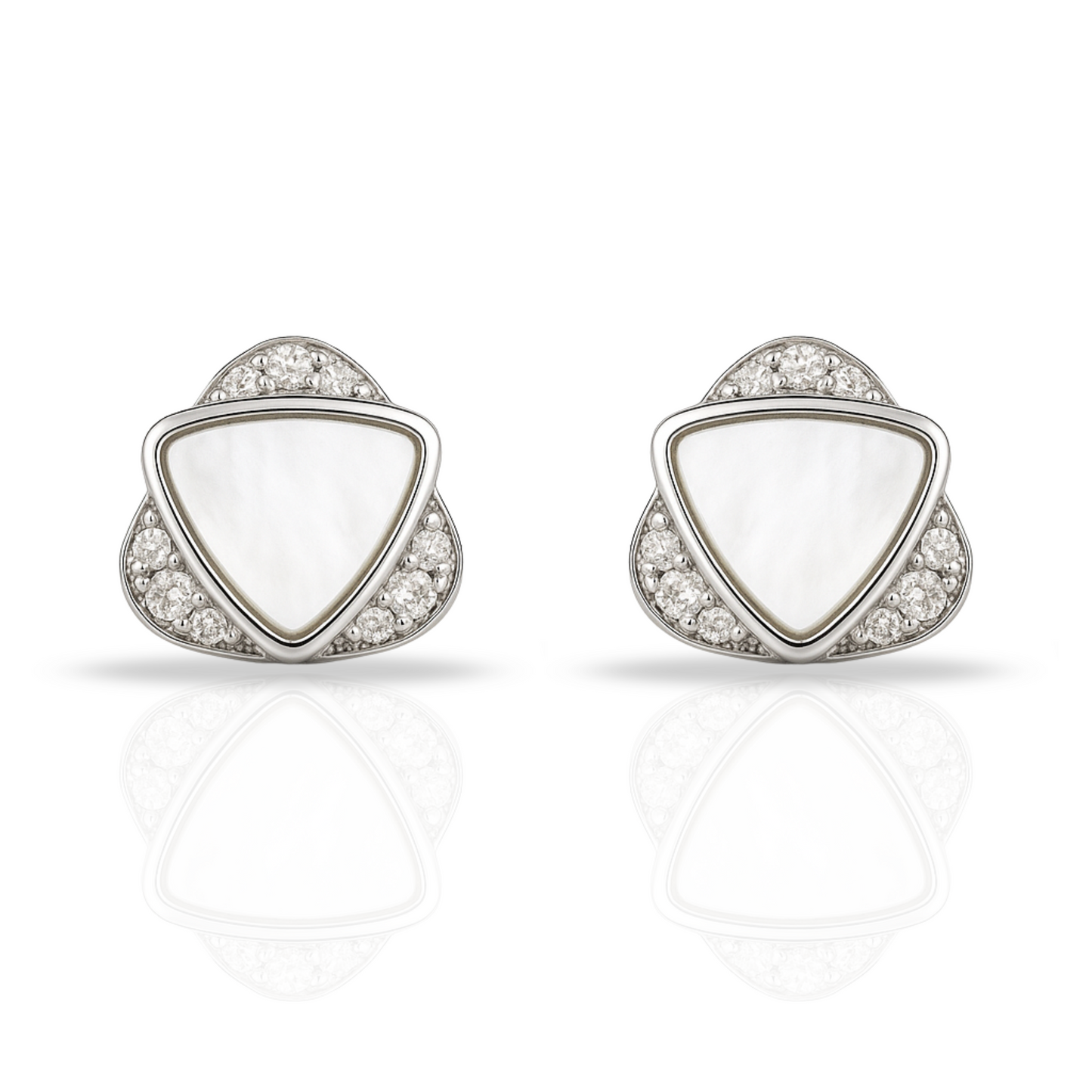 Cercei dublu triunghi cu sidef