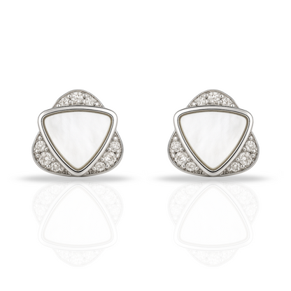 Cercei dublu triunghi cu sidef