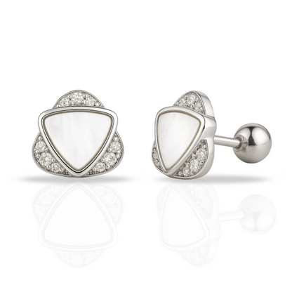 Cercei dublu triunghi cu sidef