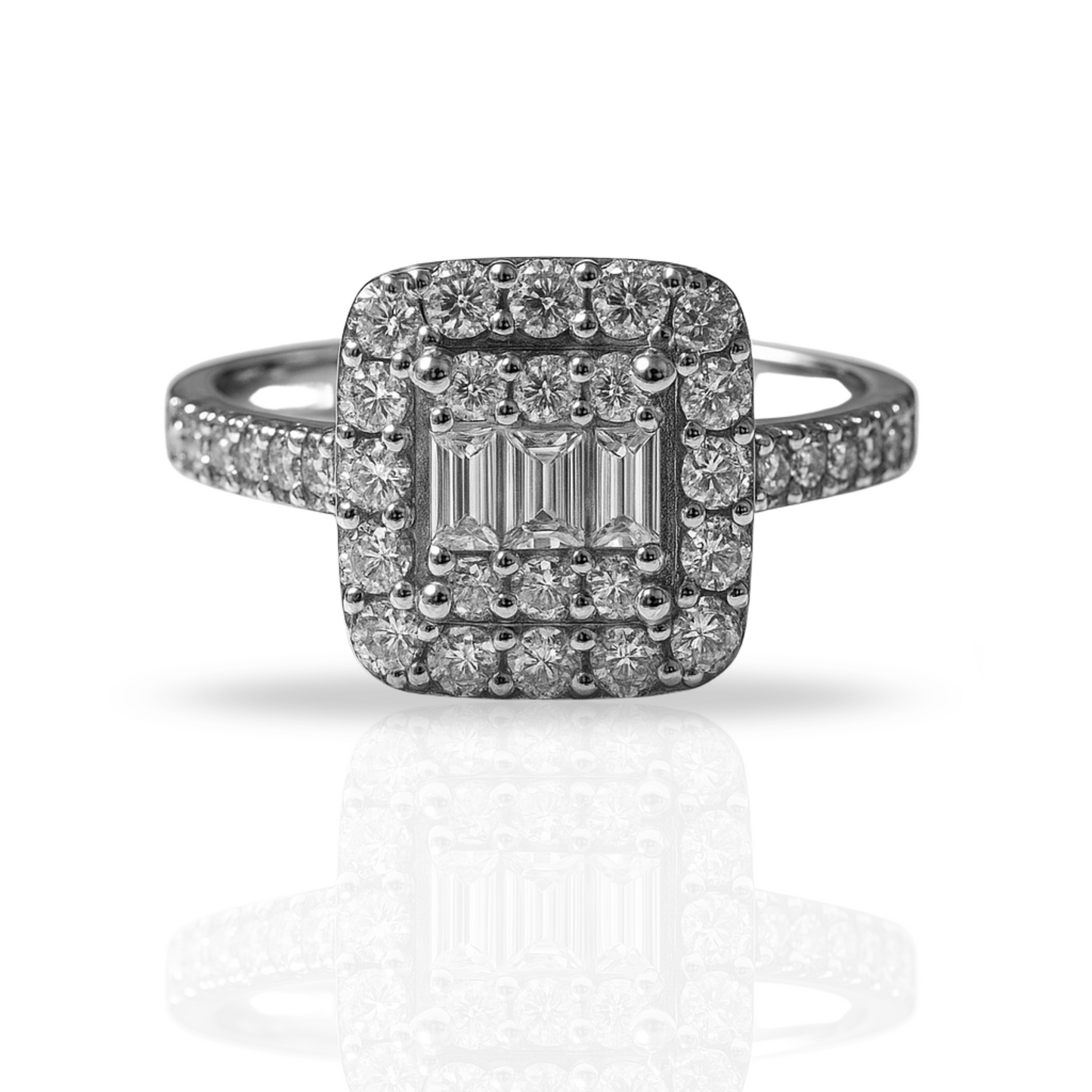 Inel pătrat cu baghete