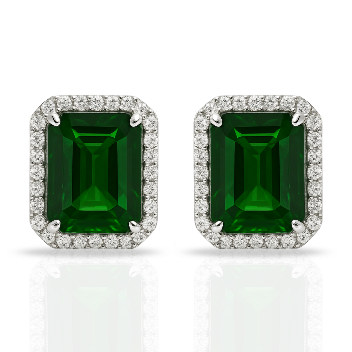 Cercei masivi eleganți dreptunghi verde