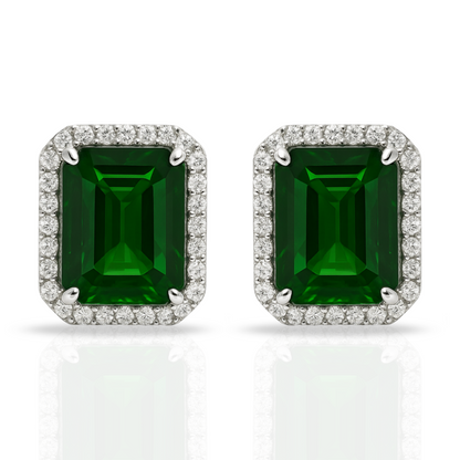 Cercei masivi eleganți dreptunghi verde