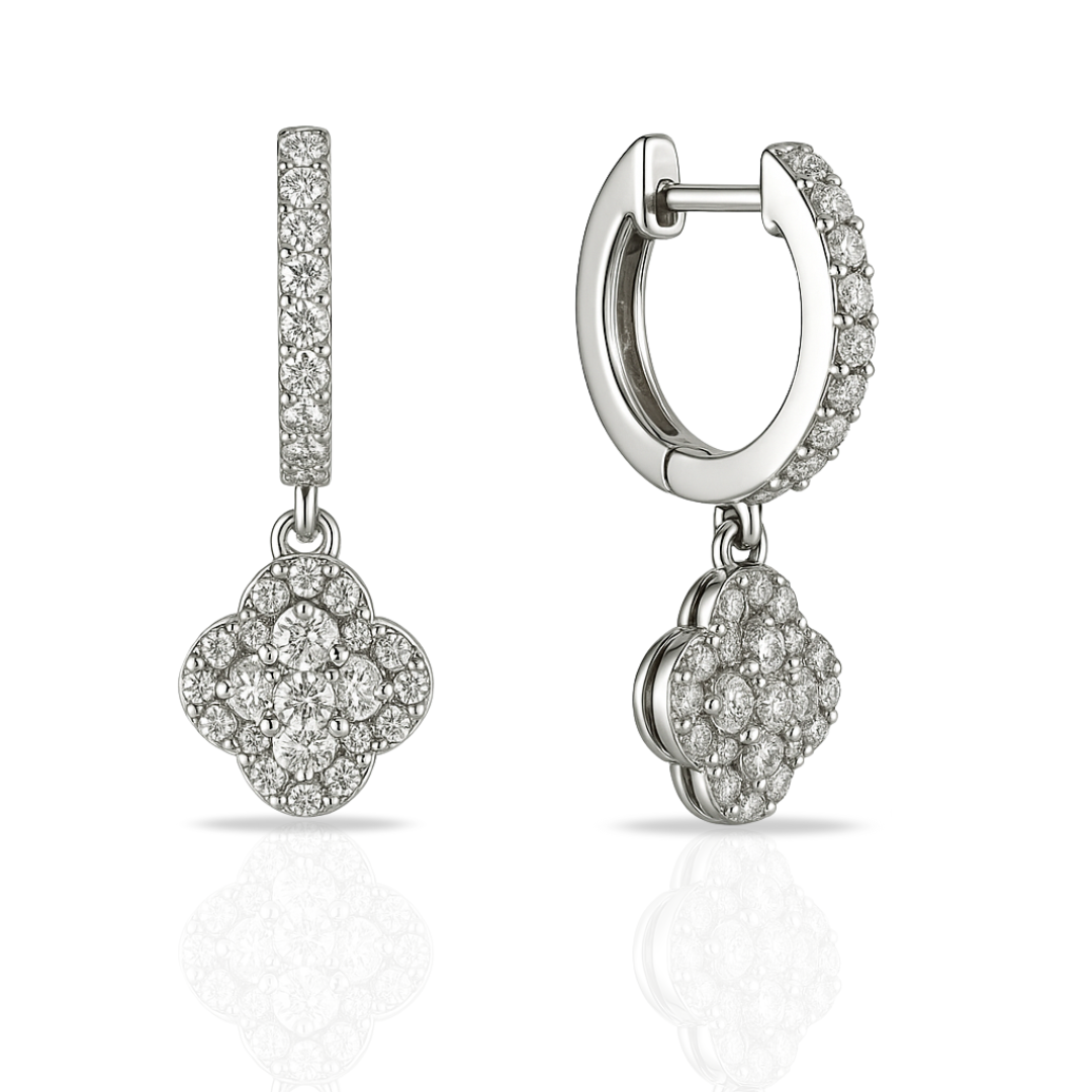 Cercei semicreole cu floare din zirconii