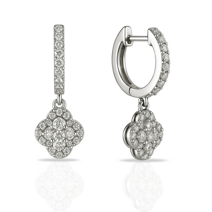 Cercei semicreole cu floare din zirconii