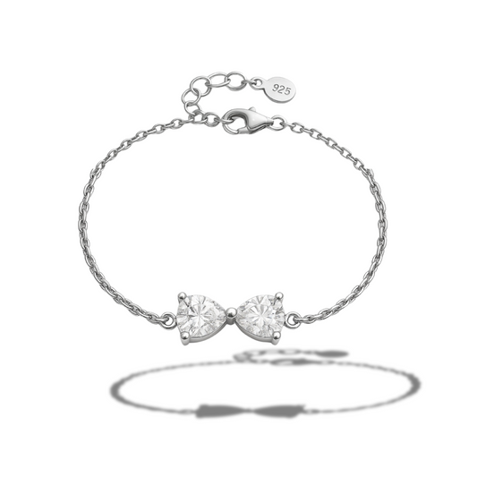 Brățară doua inimi incolore