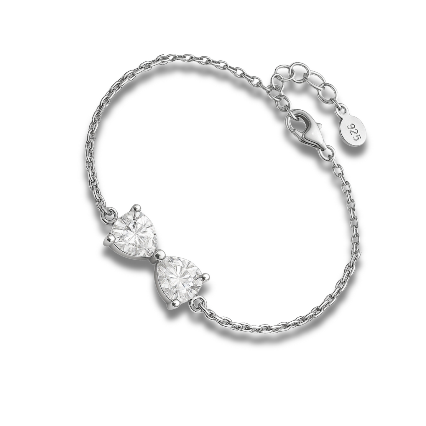 Brățară doua inimi incolore