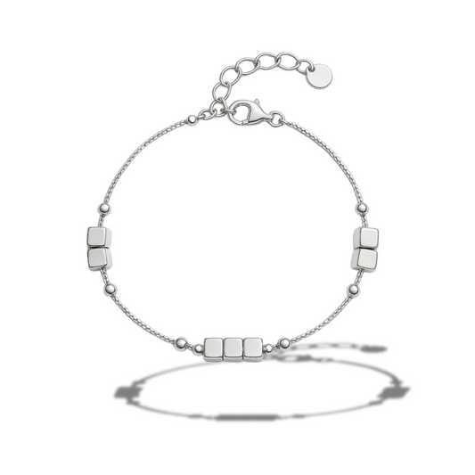 Brățară minimalista cu biluțe si cuburi