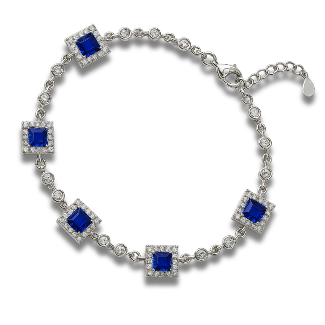 Brățară eleganta din zirconii si pătrate albastre