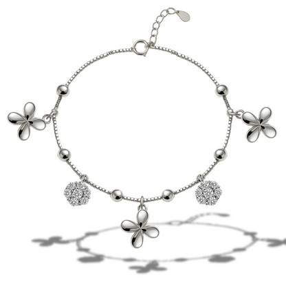 Brățară cu biluțe fluturi-flori