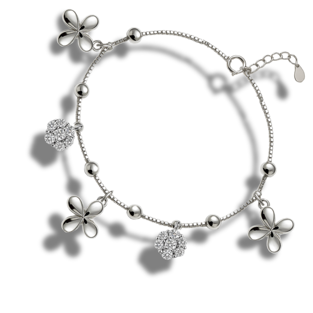 Brățară cu biluțe fluturi-flori