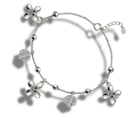 Brățară cu biluțe fluturi-flori