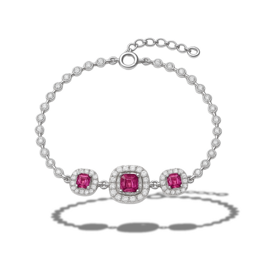 Brățară din zirconii cu pătrate fuchsia