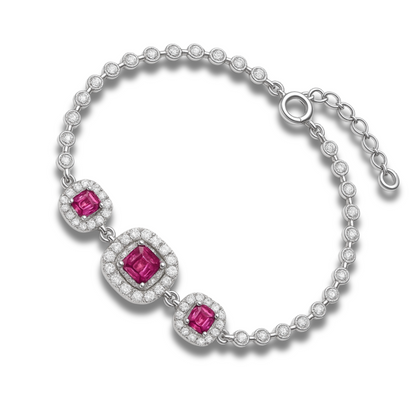 Brățară din zirconii cu pătrate fuchsia