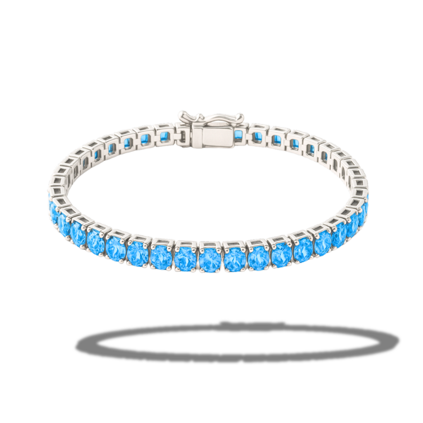 Brățară tennis round cut 3 mm bleu regal