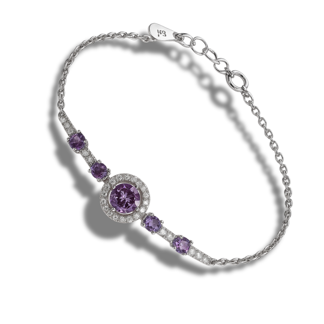Brățară eleganta semi-tennis cu cercuri mov