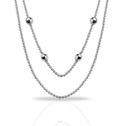 Colier cu biluțe si sfere dublu minimalist