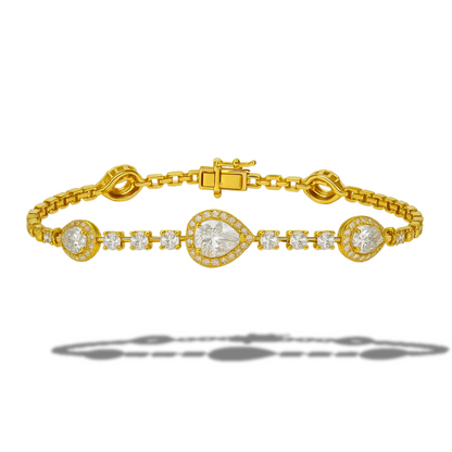 Brățară aurie tennis cu zirconii lacrima