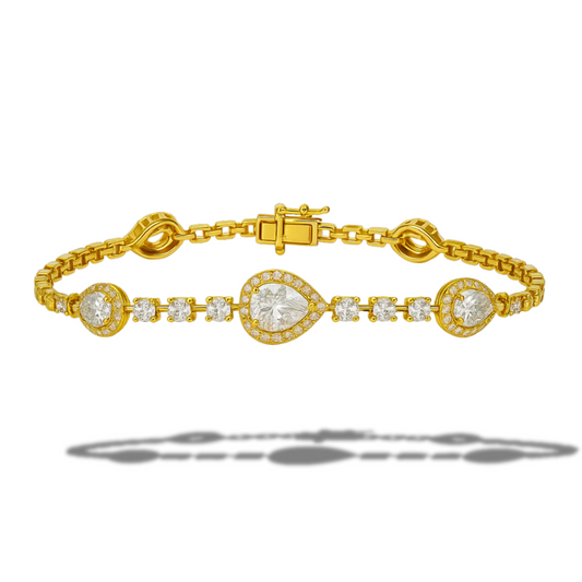 Brățară aurie tennis cu zirconii lacrima