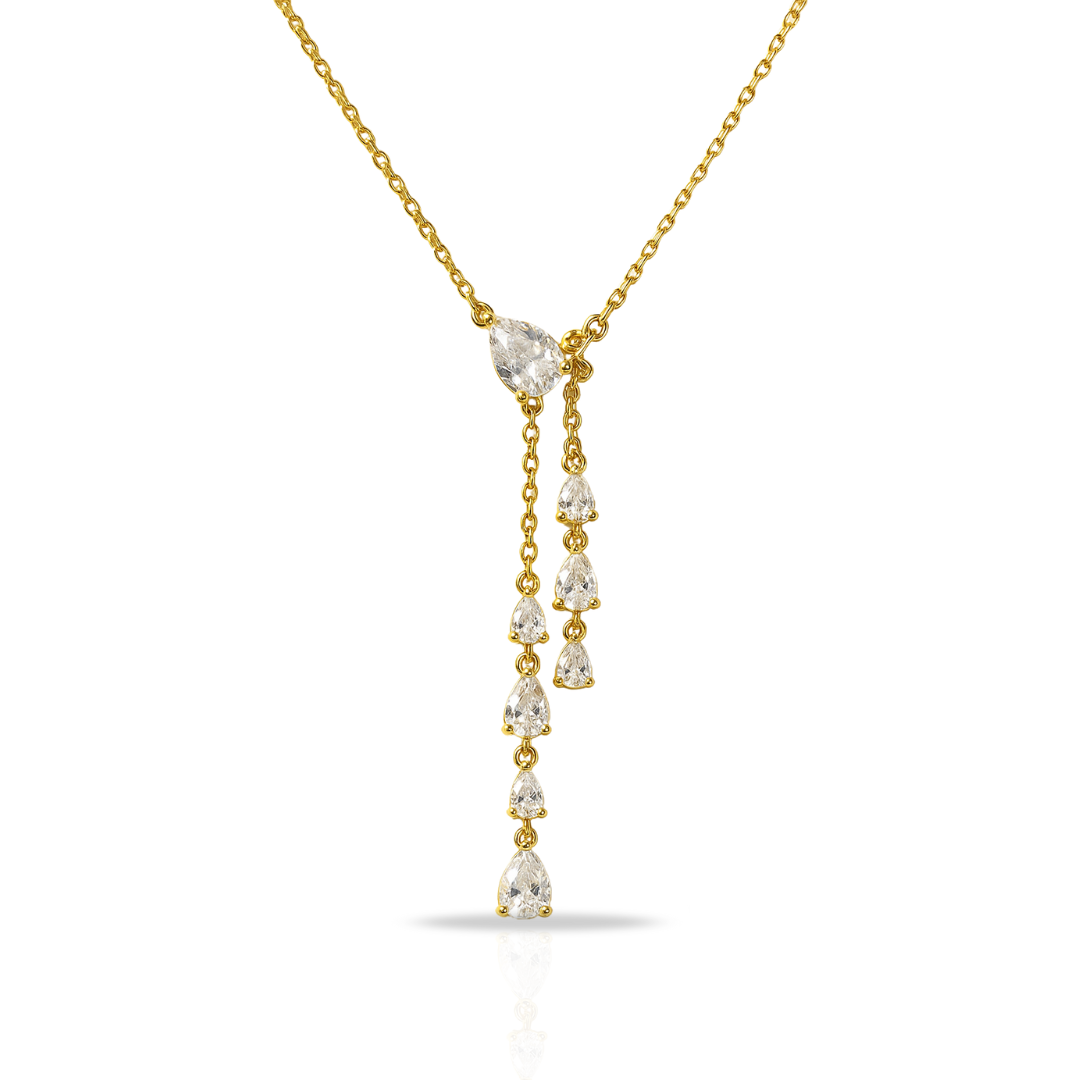 Colier auriu cu zirconii lacrima