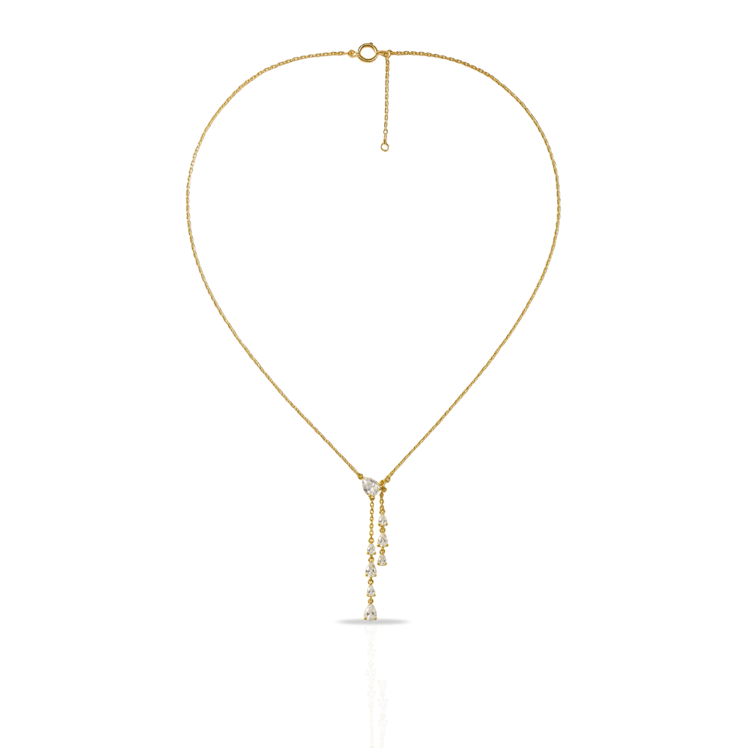 Colier auriu cu zirconii lacrima