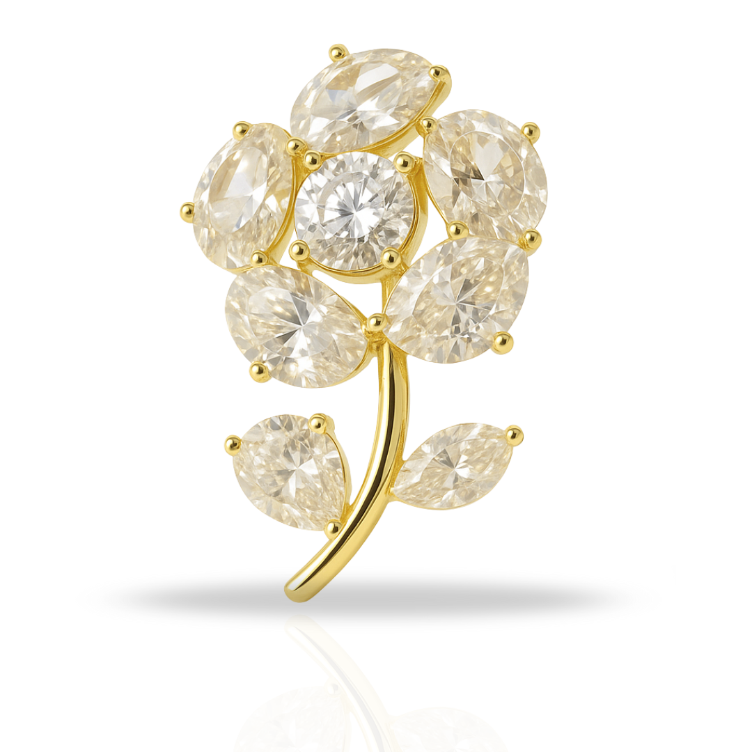 Broșă floare cu tulpina