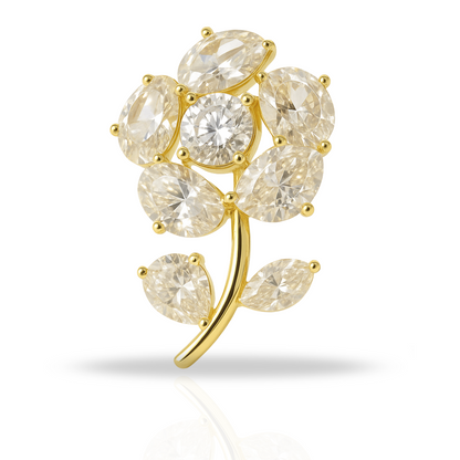 Broșă floare cu tulpina