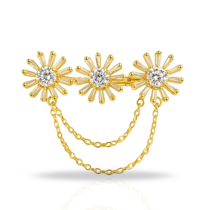 Broșă cu 3 flori aurie