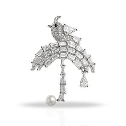 Broșă umbrela si pasare