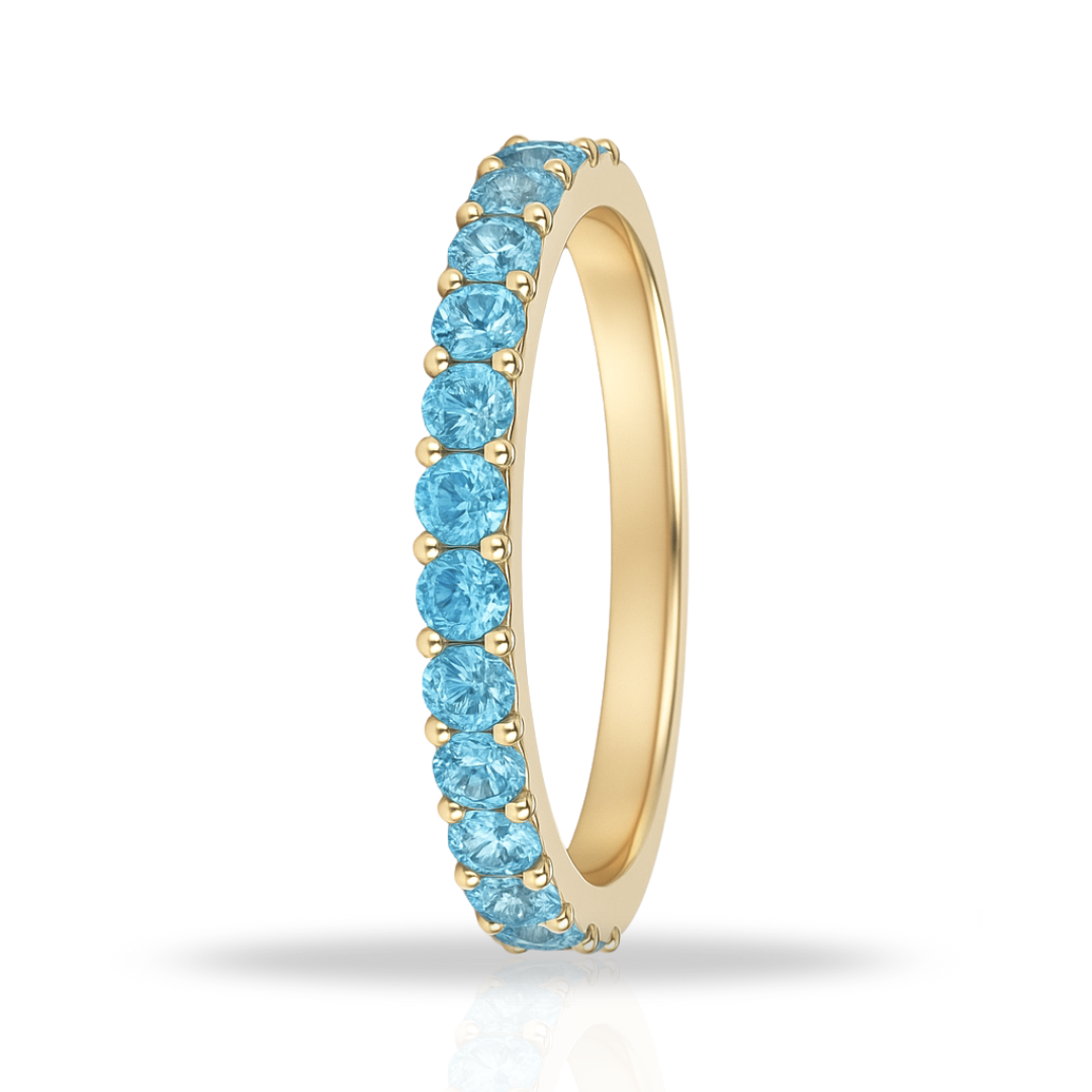 Inel auriu tennis 2 mm bleu