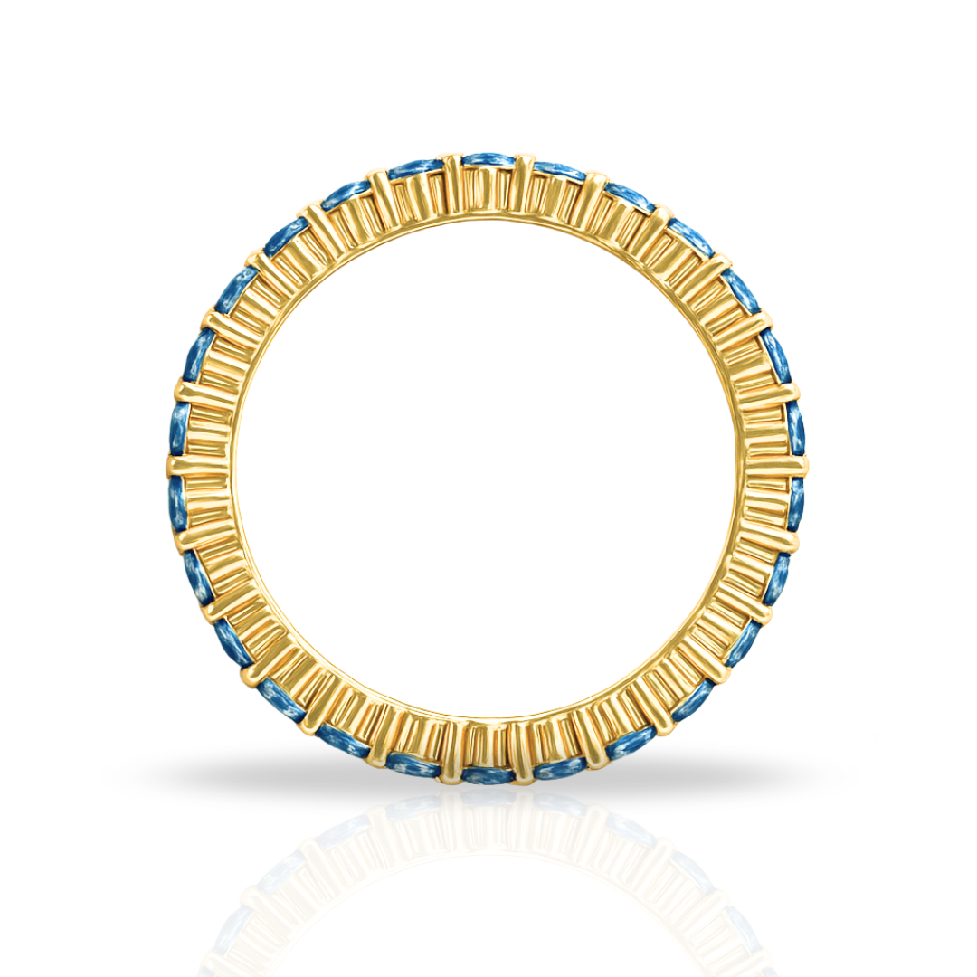 Inel auriu tennis 2 mm bleu