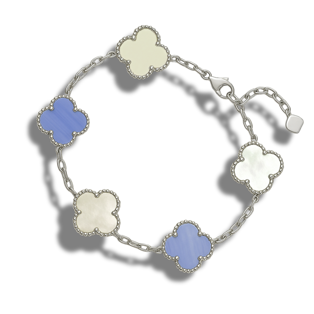 Brățară duo 5 x trifoi alb-mov