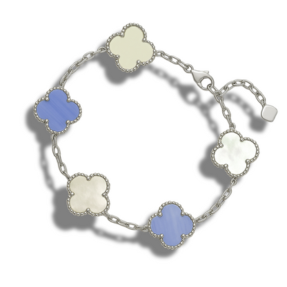 Brățară duo 5 x trifoi alb-mov