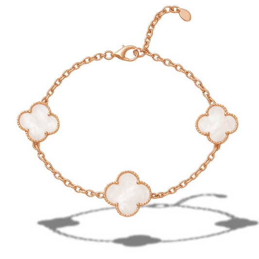 Brățară rose 3 x trifoi sidef