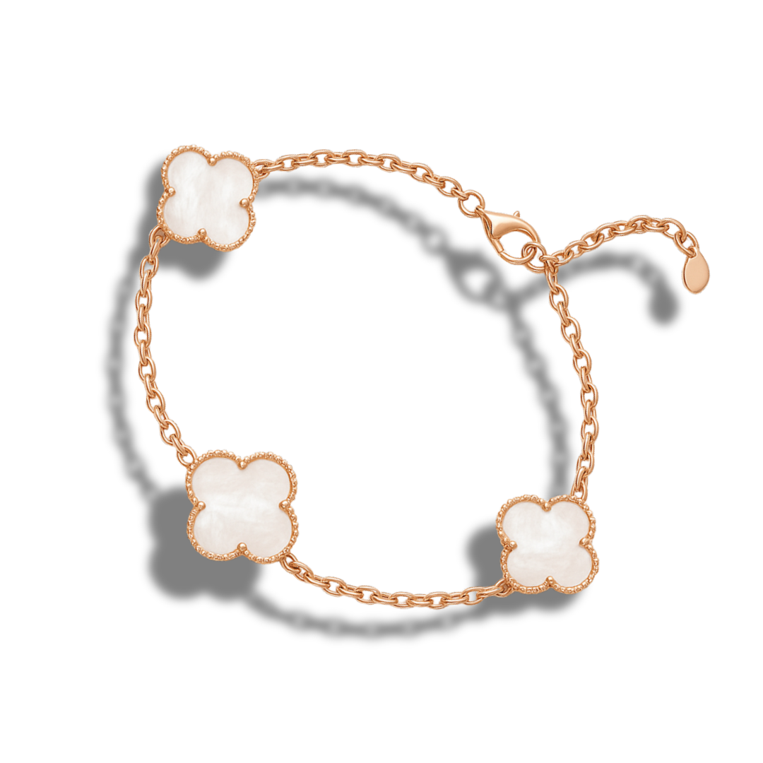 Brățară rose 3 x trifoi sidef