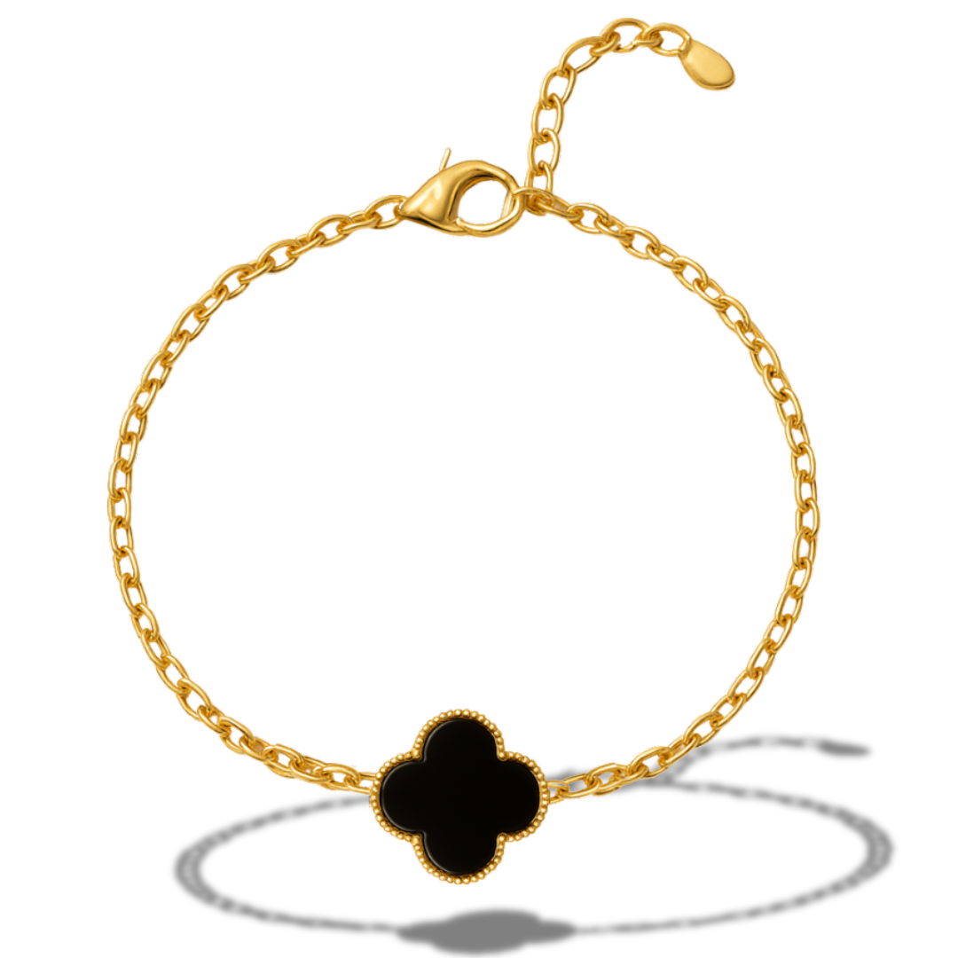 Brățară aurie 5 x trifoi negru