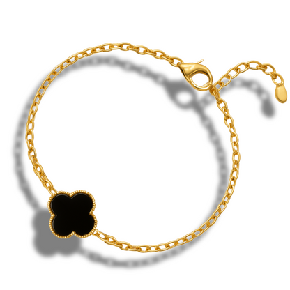 Brățară aurie 5 x trifoi negru