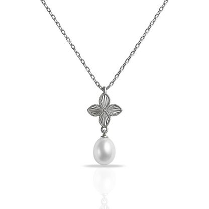 Colier cu trifoi si perla sintetica