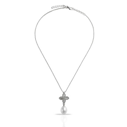 Colier cu trifoi si perla sintetica