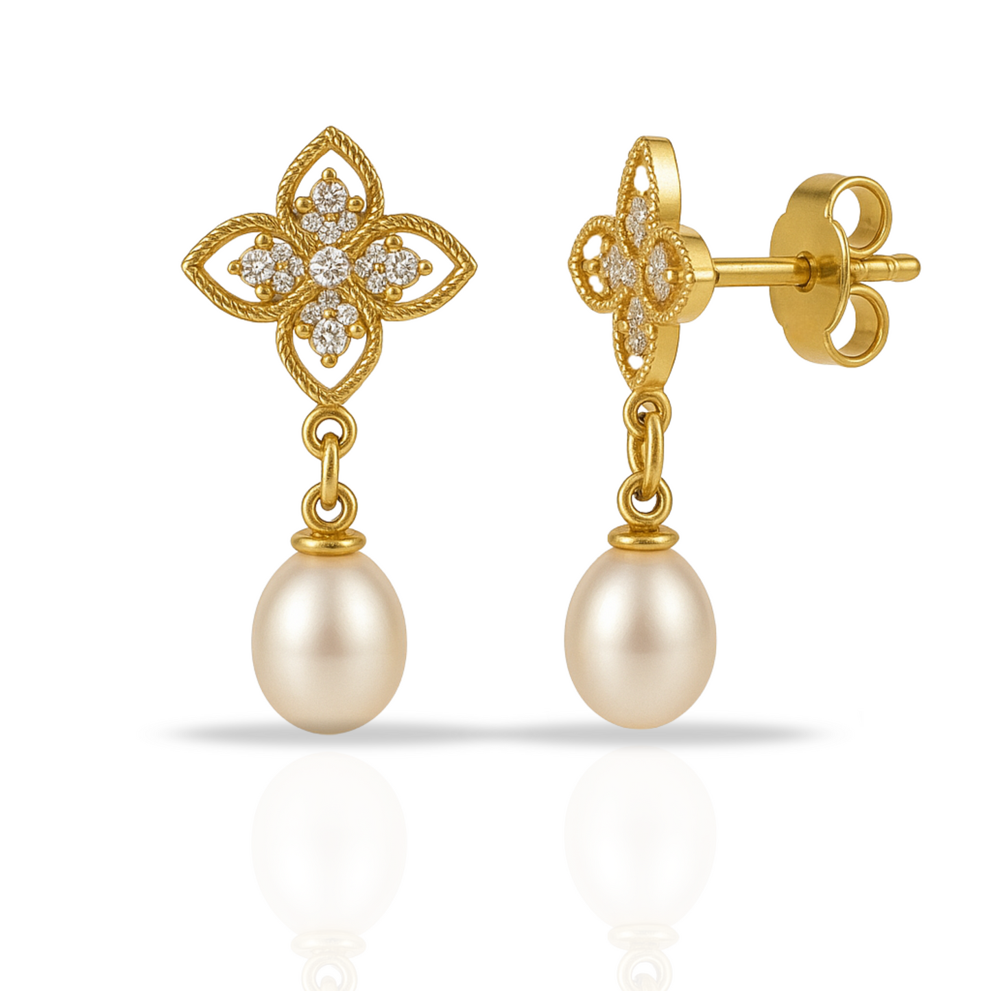 Cercei cercei eleganți floare si perla