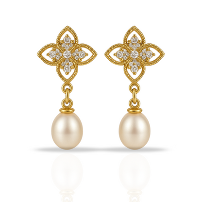 Cercei cercei eleganți floare si perla
