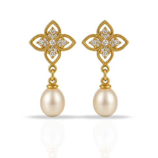 Cercei cercei eleganți floare si perla