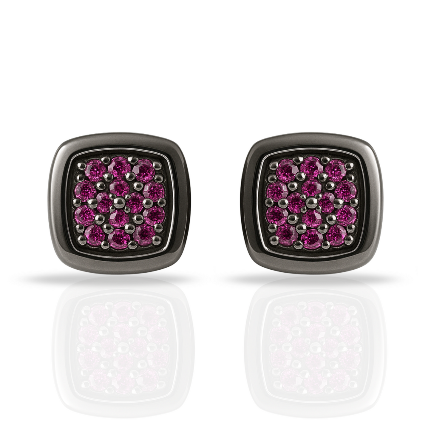 Cercei onix cu zirconii fucsia