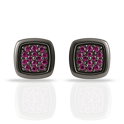 Cercei onix cu zirconii fucsia