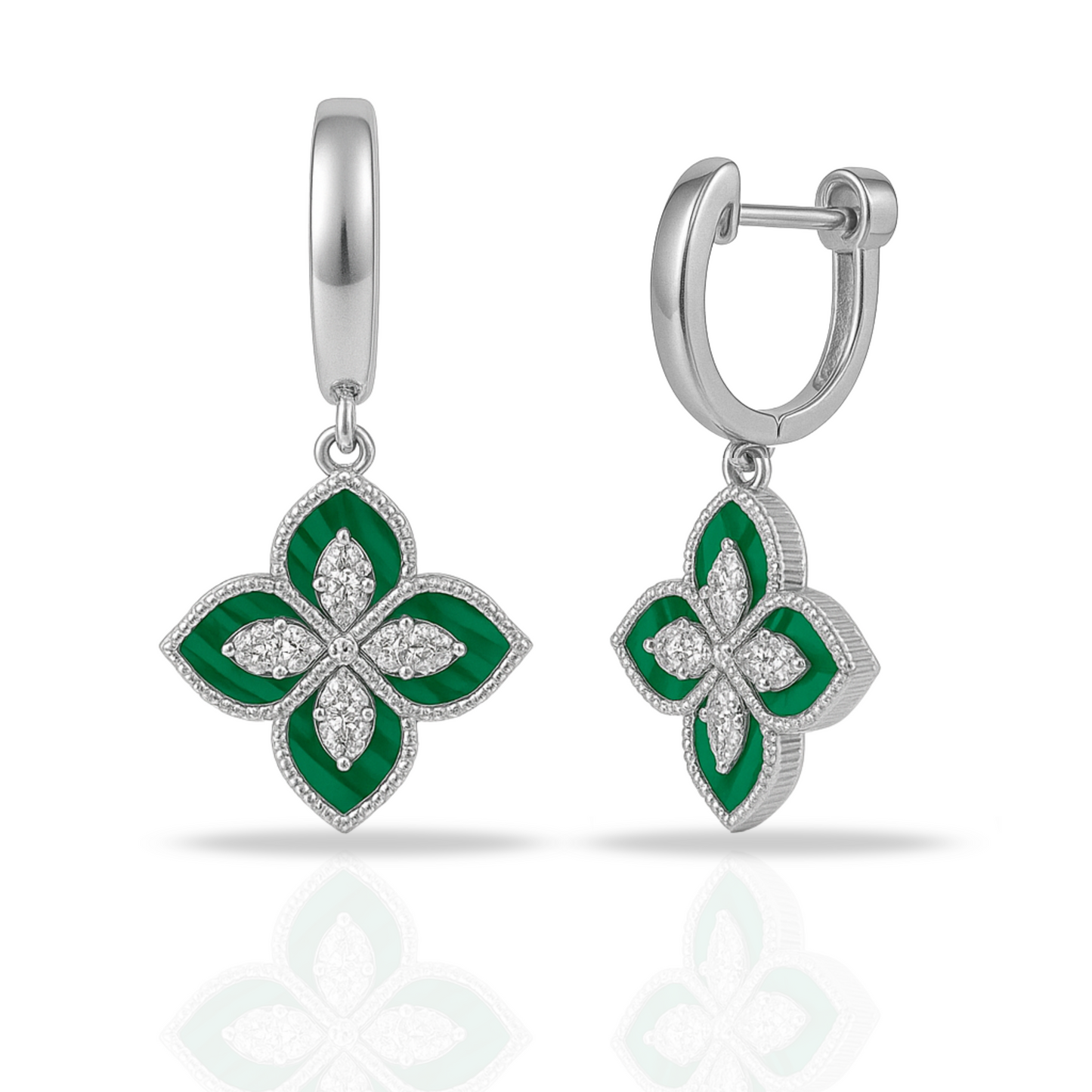 Cercei floare malachit