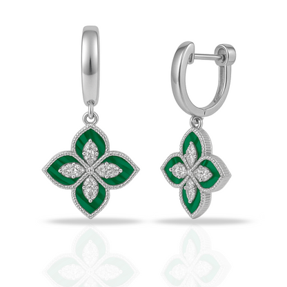 Cercei floare malachit