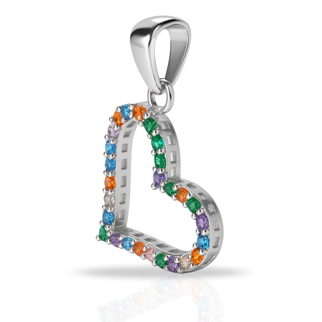 Pandantiv inima cu zirconii colorate