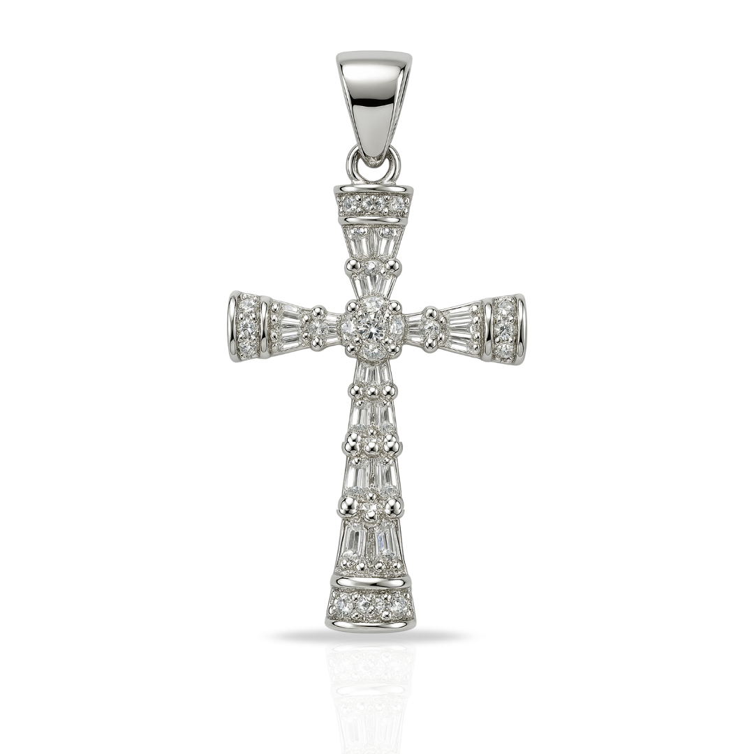 Pandantiv cruce eleganta cu baghete