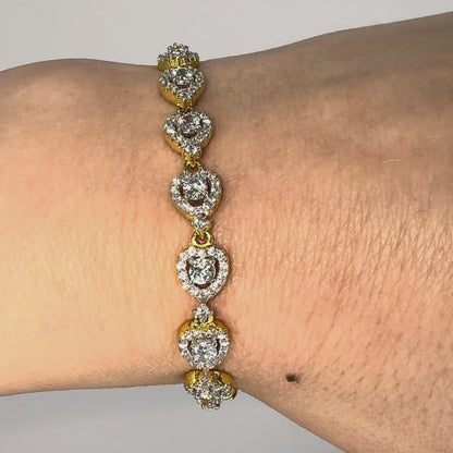 Brățară aurie tennis din inimi